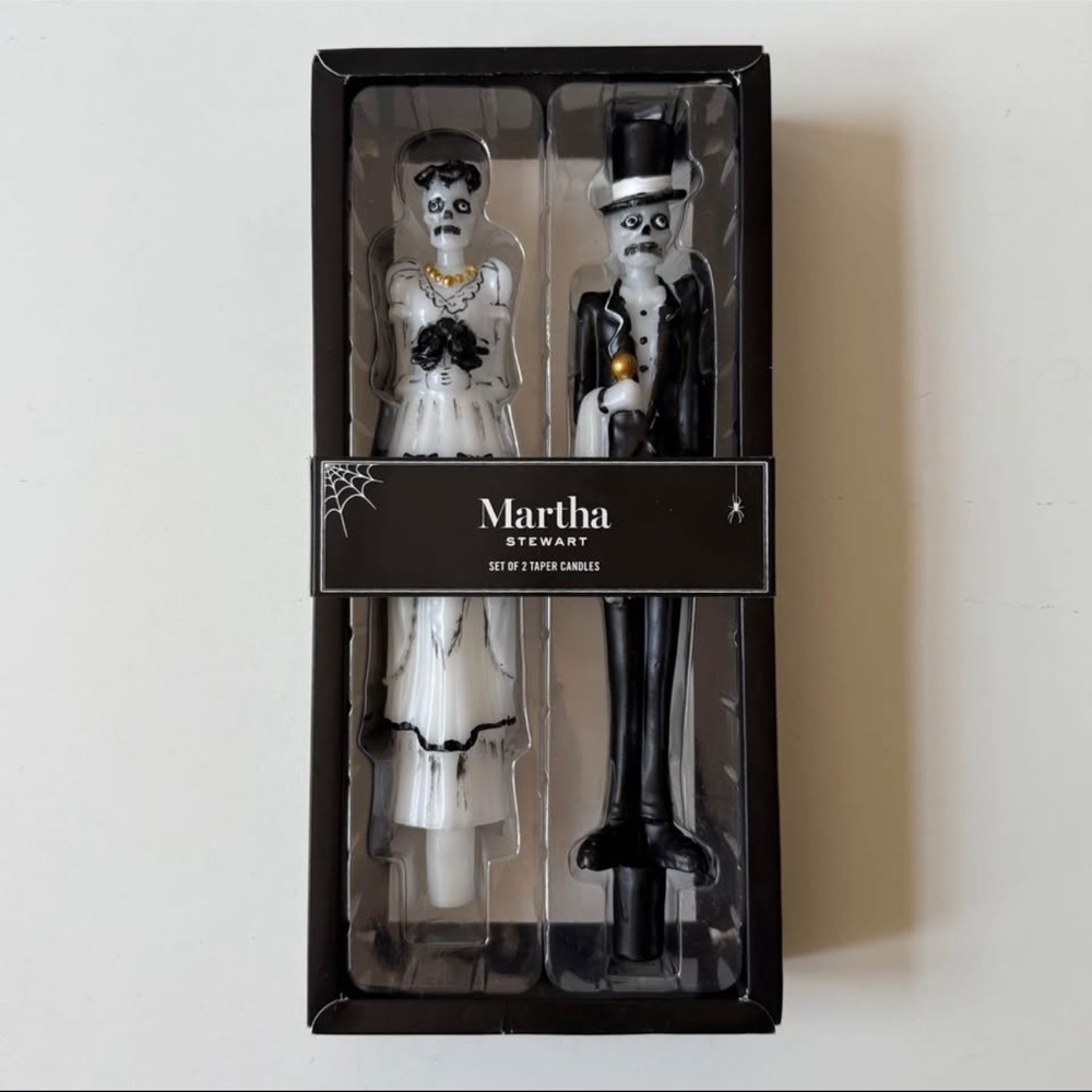 Martha Stewart HALLOWEEN Skeleton Bride & Groom Taper Candles